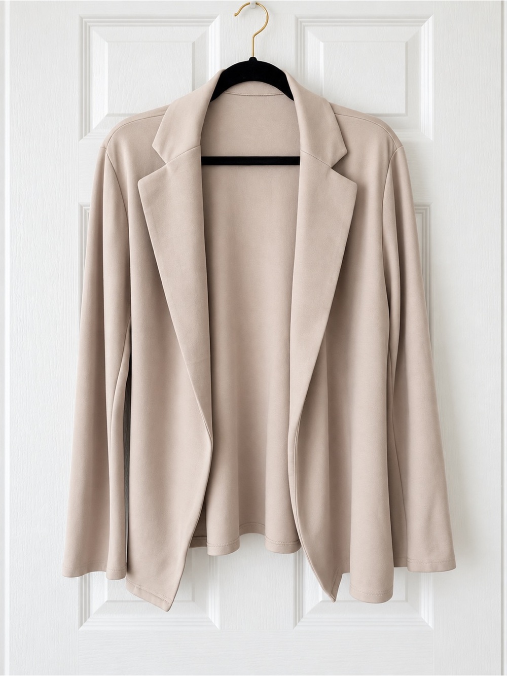 NIUBIA Open Front Stretch Knit Blazer Lapel Long Sleeve Work Taupe Greige XXL